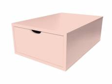Cube de rangement bois 75x50 cm + tiroir rose pastel