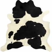 Décoshop26 - Tapis en peau de vache véritable Noir et blanc 150 x 170 cm