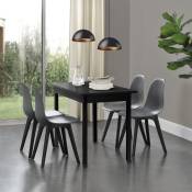 Ensemble de table 120 x 60 x 75 cm avec 4 chaises de conception modernes différentes couleurs disponibles taille : Gris-noir