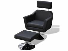 Fauteuil chaise siège lounge design club sofa salon tv en cuir artificiel noir helloshop26 1102050/3
