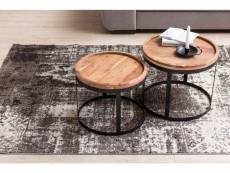 Finebuy tables gigognes ensemble deux pièces bois massif 53 x 45 x 53 cm | table d'appoint style maison de campagne | meubles en bois table basse | ta