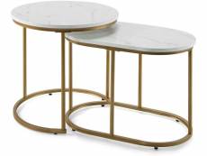 Giantex lot de 2 tables basses gigognes scandinaves, table d'appoint moderne avec coussinets de pied réglables, structure en métal