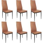Haloyo - Lot de 6 chaises,PU,Pieds en métal,brun