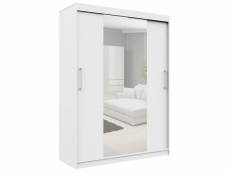 Helia | armoire à portes coulissantes + grand miroir chambre couloir salon | 200x150x60cm | armoire penderie moderne - blanc