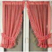 Homemaison - Paire de rideaux bonne femme à carreaux normands Rouge 65x160 cm - Rouge