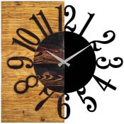 Horloge murale décorative en bois "moitié-moitié".