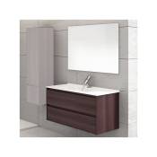 Ibiza, meuble suspendu salle de bains avec lavabo et miroir. Livré assemblé 120CM 1 vasque Frêne Tea - Freno Tea