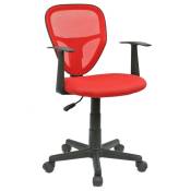 Idimex - Chaise de bureau pour enfant studio fauteuil pivotant et ergonomique avec accoudoirs, siège à roulettes hauteur réglable, mesh rouge - Rouge