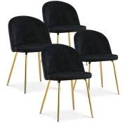 Intensedeco - Lot de 4 chaises Cecilia Velours Noir pieds or - Noir