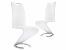 Kiza - lot de 2 chaises design en simili cuir blanc