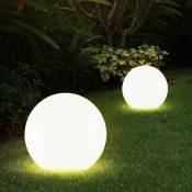 Lampe de jardin, éclairage extérieur, lampe boule, lampe d'extérieur avec piquet, éclairage de terrasse, résistant aux intempéries, boule, blanc,