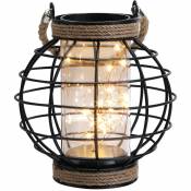 Lampe de table à piles cage en métal avec 20 guirlandes lumineuses