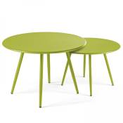 Lot de 2 tables basses ronde en acier vert