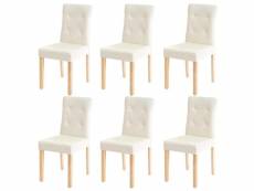 Lot de 6 chaises en synthétique crème pieds en bois