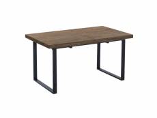 Matika - table repas extensible bois foncé et acier noir l180