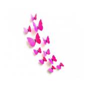 Mediawave Store - Kit 12 papillons 3D stickers muraux différentes couleurs décoration de la maison Couleur: Fuchsia