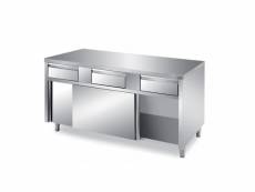 Meuble bas inox 304 central 2 portes coulissantes - l2g - - inox1600coulissante x700x850mm