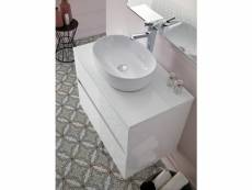 Meuble de salle de bain coloris blanc avec vasque à poser en céramique - longueur 80 x profondeur 46 x hauteur 56 cm