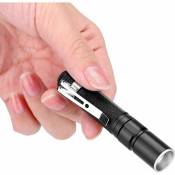 Mini lampe de poche led portable en alliage d'aluminium Torche télescopique super lumineuse avec 1 pile aaa - black