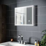 Miroir led de salle de bains miroir mural avec interrupteur touch modèle moderne lumière blanc froid - 60x50cm