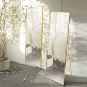Miroir pleine longueur hd 150x40cm avec cadre en métal, miroir sur pied pour salon ou dressing, miroir mural, Doré - Doré