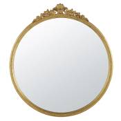 Miroir rond à moulures dorées 110x120