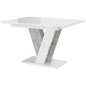Mobilier1 - Table Goodyear 125, Blanc brillant + Gris, 75x90x120cm, Allongement, Stratifié - Blanc brillant + Gris
