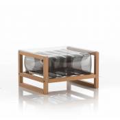 Mojow Design - yoko table basse eko cadre bois cristal noir