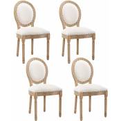 Okwish - Lot de 4 chaises de cuisine à décor de clous en cuivre, chaises rembourrées Louis xvi à dossier rond, pieds en bois massif, pieds d'assise