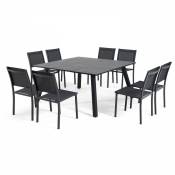 Oviala - Salon de jardin 8 places table extensible en aluminium gris - Gris