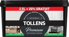 Peinture Tollens premium murs boiseries et radiateurs gris anthracite satin 2 5L +20% gratuit