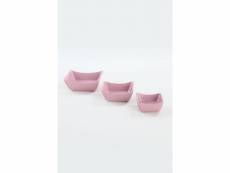 Set coupelles saucières rectangulaires 6 pièces abélia céramique rose incamadin
