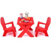Table avec 2 chaises adirondack pour extérieur cadre stable en x coins arrondis charge 30kg pour enfants de 3-6 ans rouge - Rouge