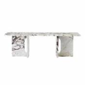 Table basse Androgyne Lounge Stone / 120 x 45 x H 37,8 cm - Base pierre - Menu blanc en pierre