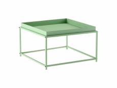 Table basse carrée stylée pour salon avec plateau amovible en métal surface anti-éraillures 36 x 59 x 59 cm vert pastel mat [en.casa]