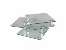 Table basse en verre carrée - draqua - fermée : l 80 x l 80 x h 42 cm - ouverte : l 131 x l 80 x h 42 cm