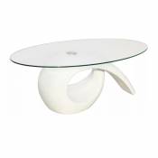 Table basse ovale verre trempé et fibre de verre blanc brillant Drive