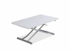 Table basse relevable extensible trendy mélaminé chêne blanc pied alu 110 x 70/140 cm 20100990641