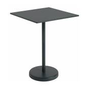 Table carrée d'extérieur en acier noir 70 x 70 x