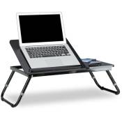 Table d'ordinateur portable pliable Noir Plateau de lit HxlxP: 40 x 75 x 35 cm hauteur réglable pliants, noir - Relaxdays