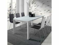 Table extensible blanc laqué design emera
