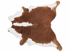 Tapis en peau de vache 3-4 m² marron et blanc nasqu