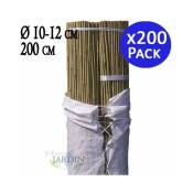 Tuteur en Bambou 200 cm, 10-12 mm (Pack 200). Baguettes