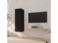 Vidaxl armoire murale noir 30x30x100 cm bois de pin massif