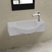 Vidaxl - Vasque à trou pour robinet céramique Blanc pour salle de bain