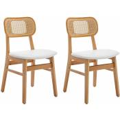 Wahson Office Chairs - Chaises de Salle à Manger Lot de 2 Chaise Salle a Manger en Bois avec Coussin Chaise Rotin Confortable,Cuir pu, Blanc