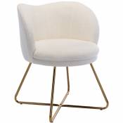 Wahson Office Chairs - Fauteuil Relax Rembourés en Fausse Fourrure Chaise Loisir avec Pieds en métal doré Chaise Coiffeuse, Blanc