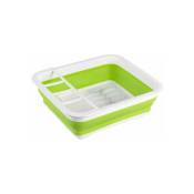 Wenko - Egouttoir vaisselle pliable Gaia, égouttoir à vaisselle plastique, porte-couverts et support assiettes, plastique, 36,5x13x31 cm, blanc
