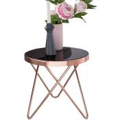 WoHNLING Design : Table de Salle de séjour en métal avec trépied en Verre de Ø 42 cm Noir-Table de Salon Effet Miroir Table de canap