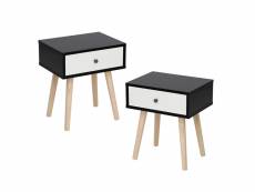 2pcs tables de nuit,tables de chevet hombuy - style minimaliste nordique - couleur noir et blanc
